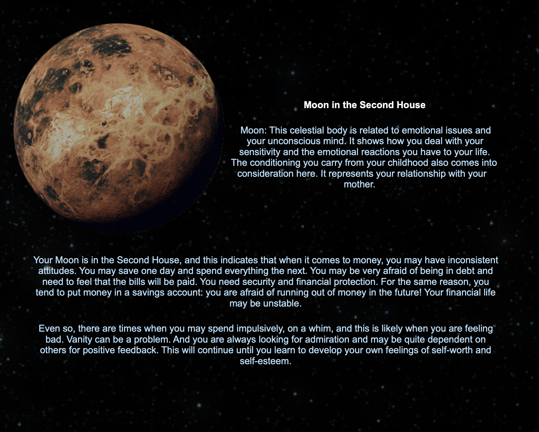 Complete Birth Chart - Moon